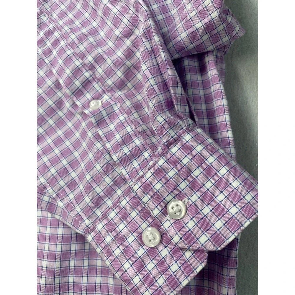 Oak Hill Premium Mens Gingham Non Iron Button Down Shirt 18 36/37 T - Picture 7 of 16